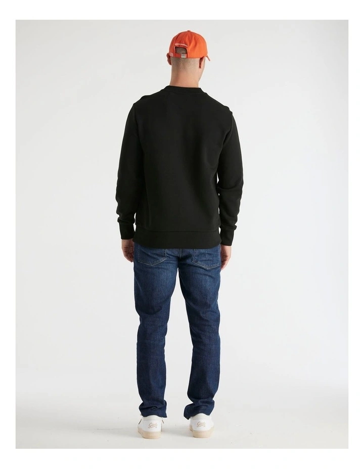 Tonal Shield Crew Neck Sweatshirt in Black image 2