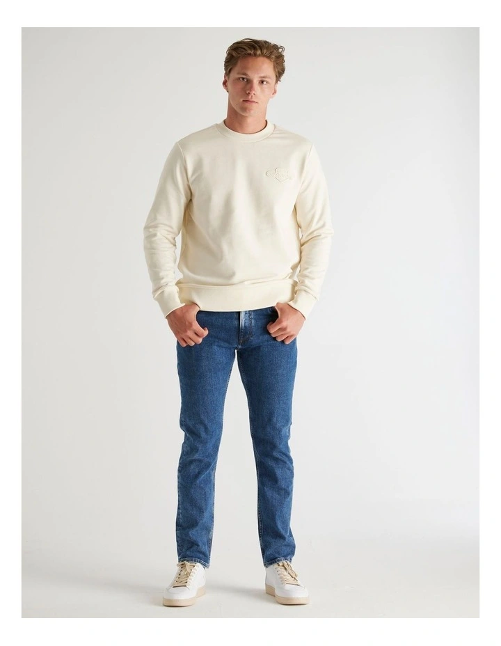Tonal Shield Crew Neck Sweatshirt in Cream image 1