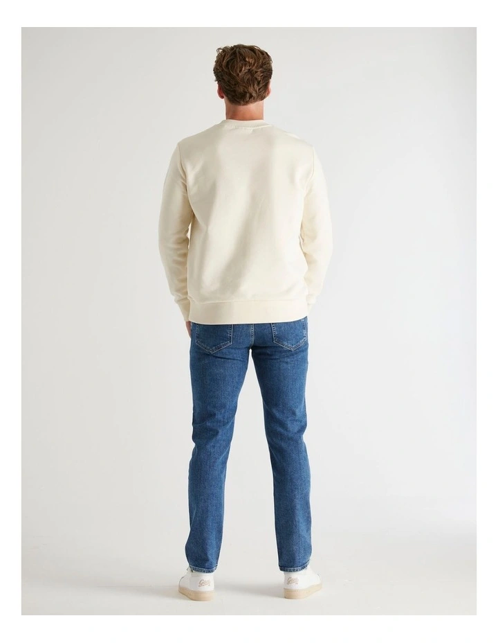 Tonal Shield Crew Neck Sweatshirt in Cream image 2
