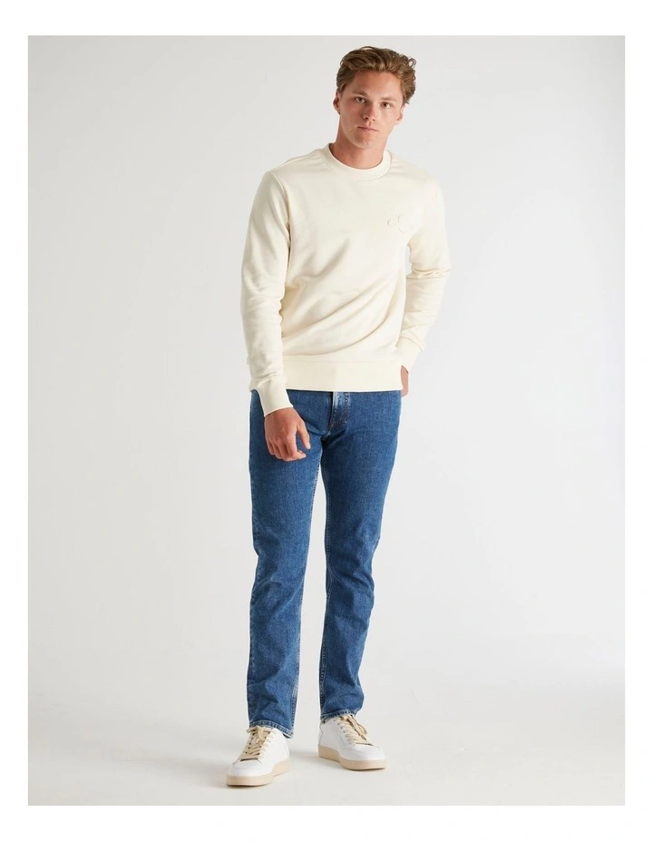 Tonal Shield Crew Neck Sweatshirt in Cream image 4