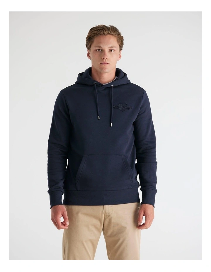 Tonal Shield Hoodie in Evening Blue image 3