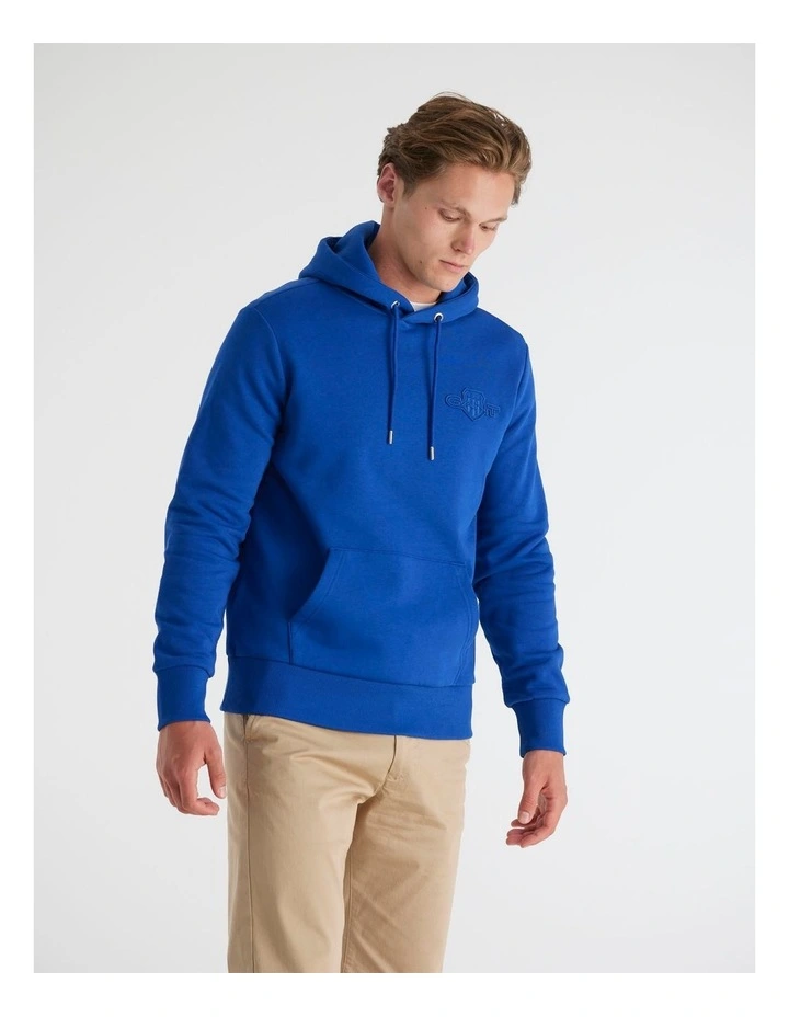 Tonal Shield Hoodie in College Blue image 3