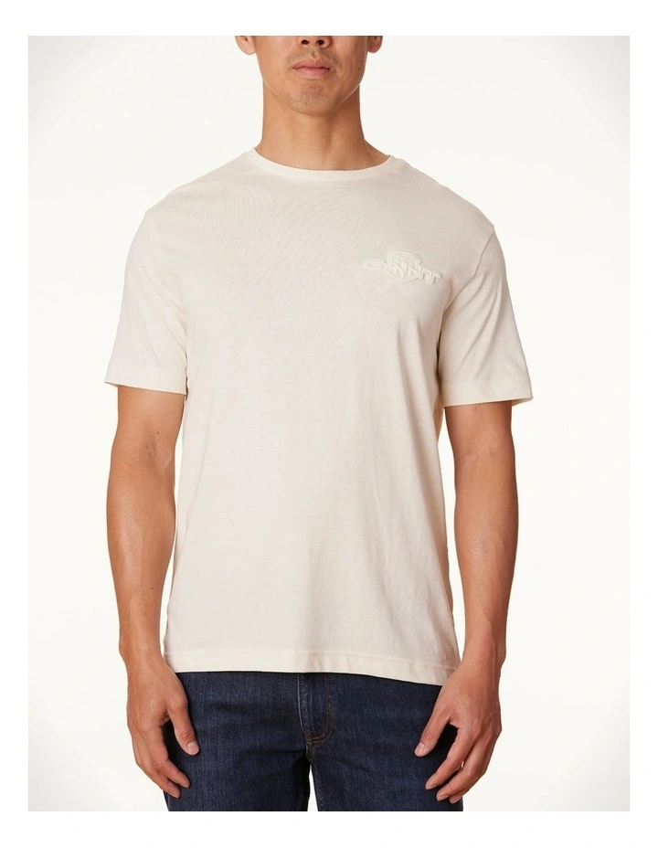 Tonal Shield T-shirt in Cream image 1