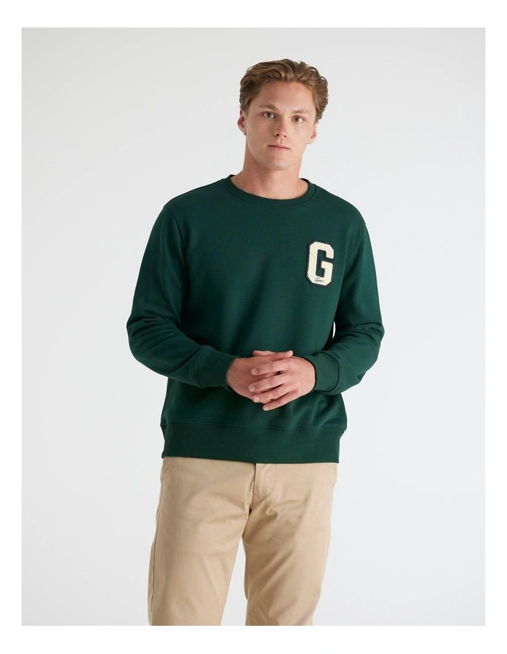 G Badge Sweatshirt in Tartan Green image 1