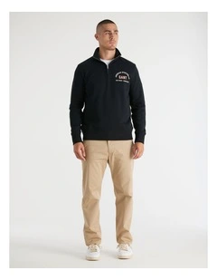 Half-Zip Printed Graphic Sweatshirt in Black