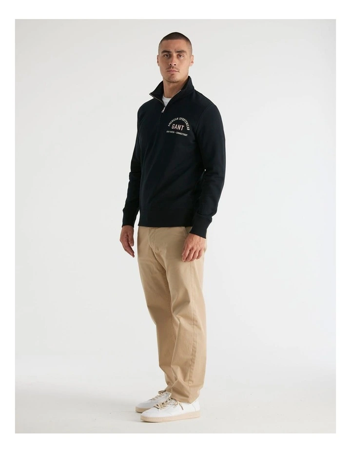 Half-Zip Printed Graphic Sweatshirt in Black image 3