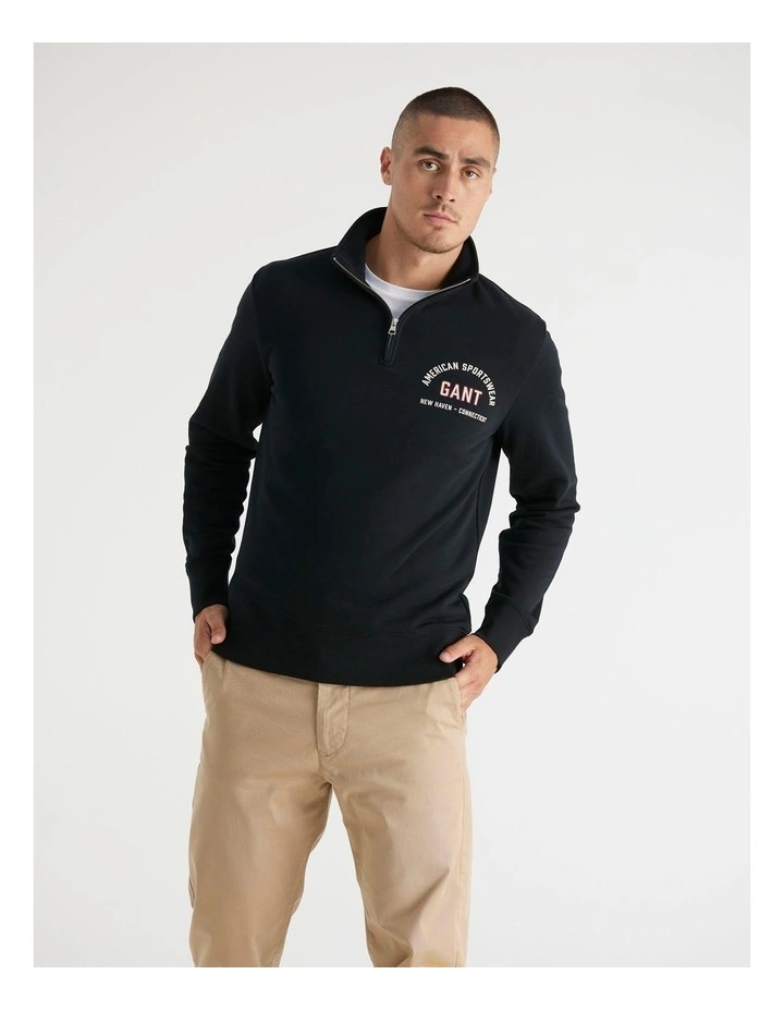 Half-Zip Printed Graphic Sweatshirt in Black image 4