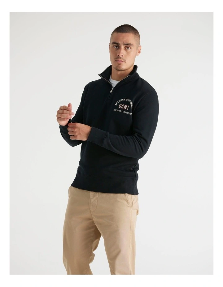 Half-Zip Printed Graphic Sweatshirt in Black image 5