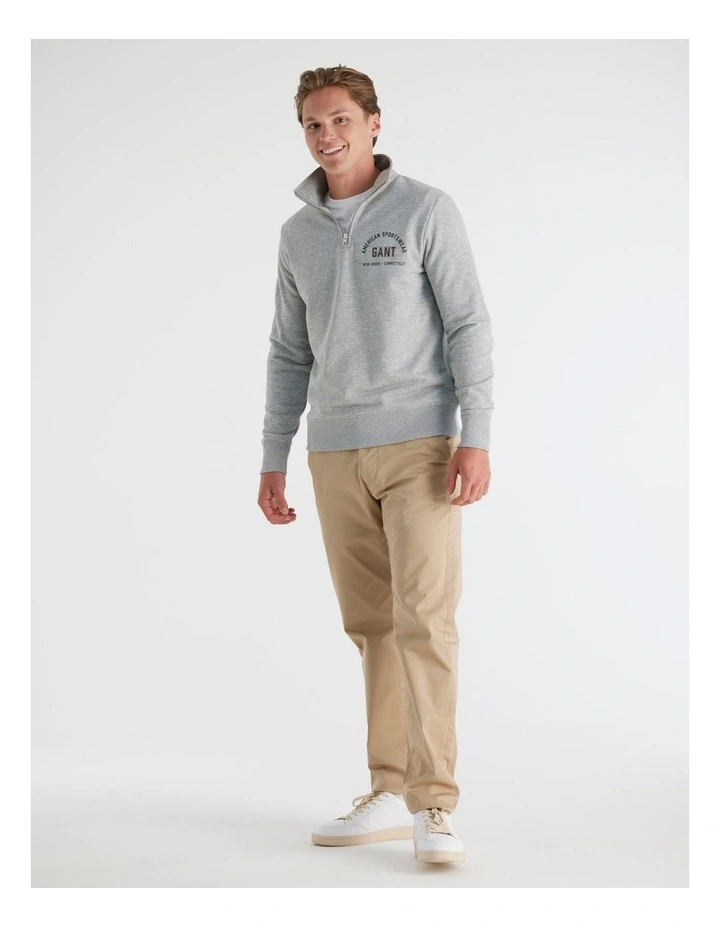 Half-Zip Printed Graphic Sweatshirt in Grey Melange image 3