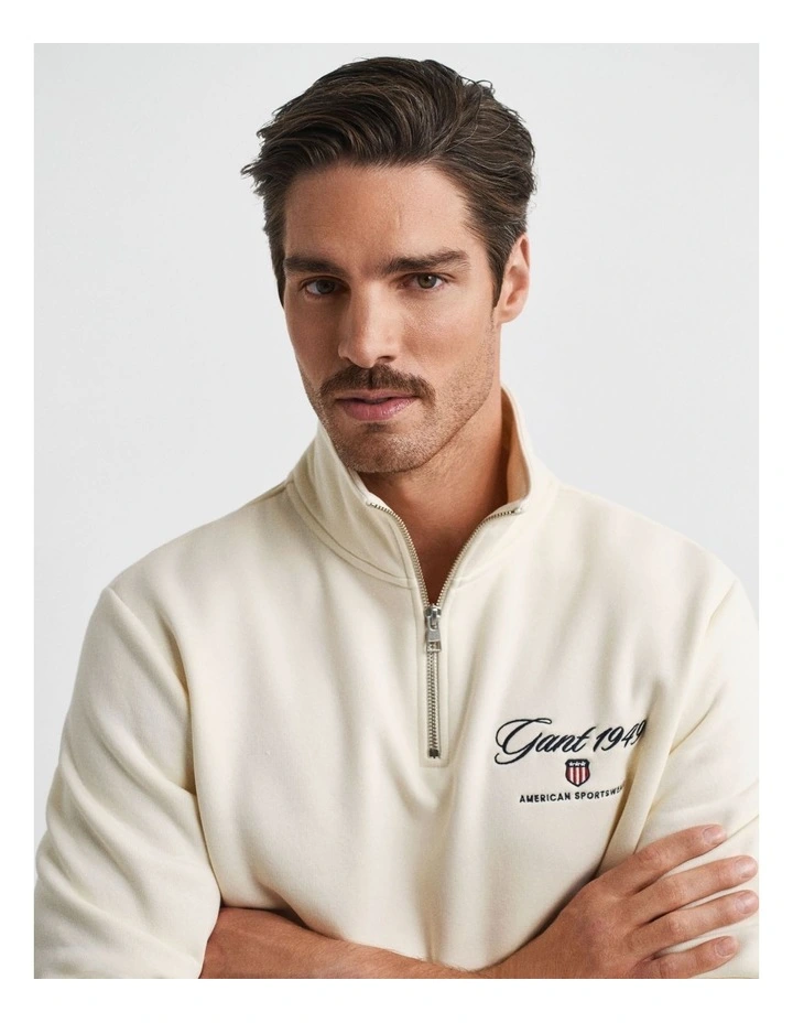 1949 Graphic Half-Zip Sweatshirt in Cream image 4