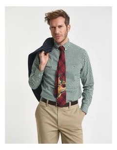 Regular Fit Gingham Poplin Shirt in Forest Green