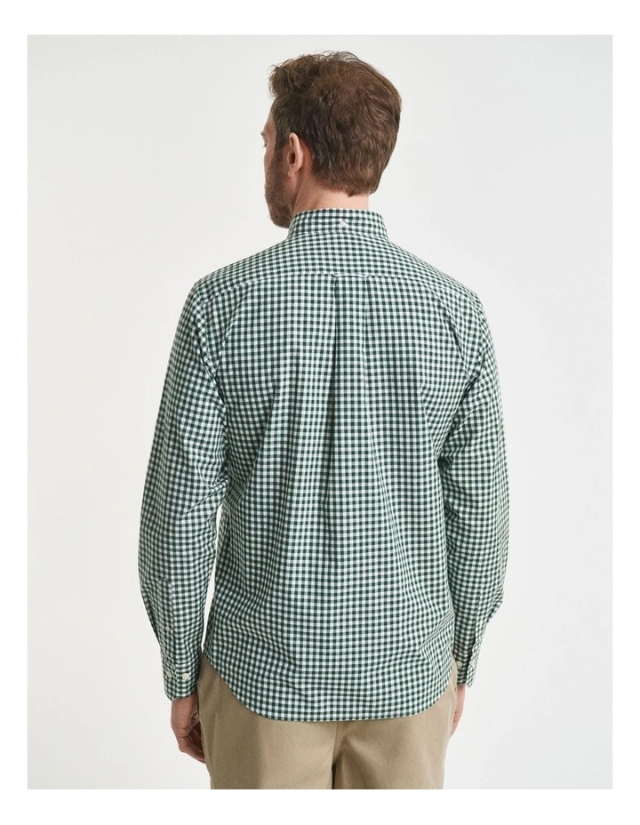 Regular Fit Gingham Poplin Shirt in Forest Green image 2