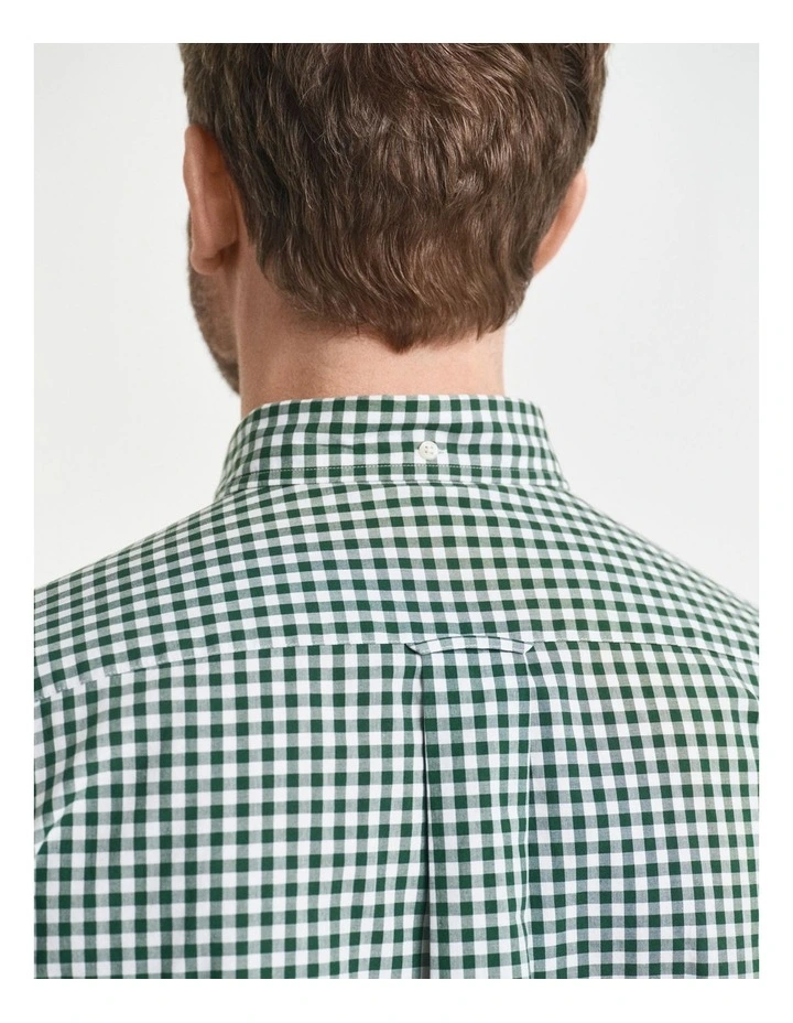 Regular Fit Gingham Poplin Shirt in Forest Green image 5