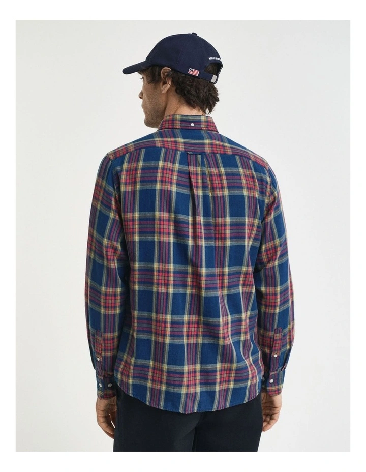 Regular Fit Checked Indigo Twill Shirt  in Indigo image 2