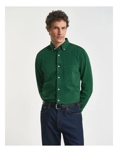 Regular Fit Twill Shirt in Forest Green