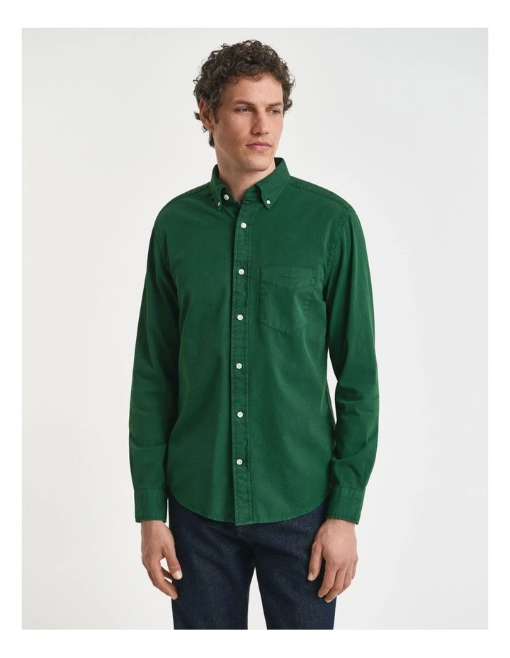 Regular Fit Twill Shirt in Forest Green image 4