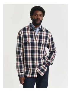 Checked Twill Overshirt in Evening Blue