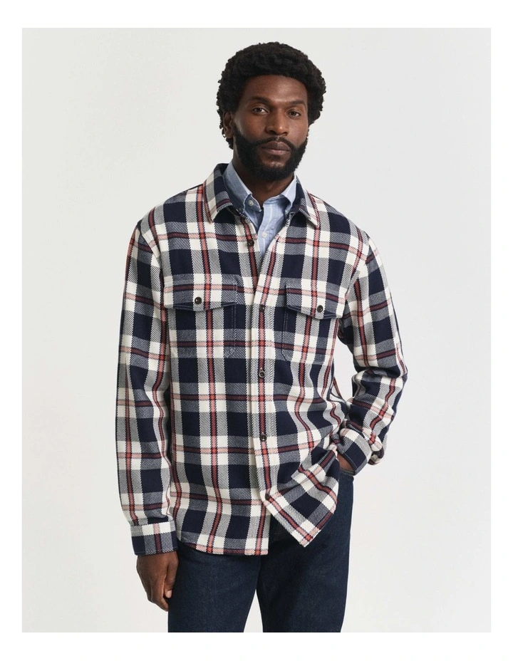 Checked Twill Overshirt in Evening Blue image 1