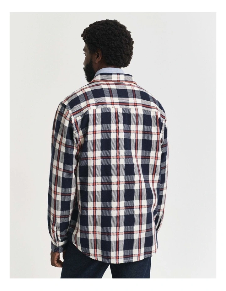 Checked Twill Overshirt in Evening Blue image 2