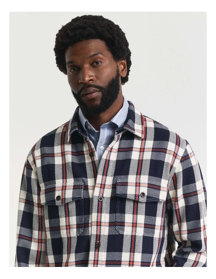 Checked Twill Overshirt in Evening Blue image 4