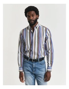 Regular Fit Multi Striped Classic Poplin Shirt in Multicolour