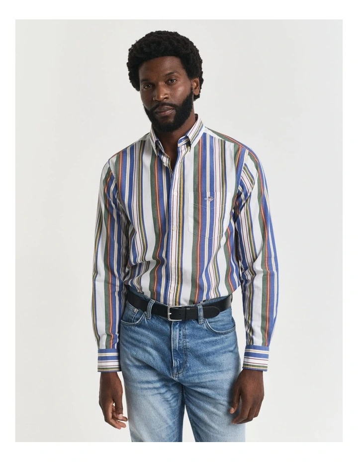 Regular Fit Multi Striped Classic Poplin Shirt in Multicolour image 1