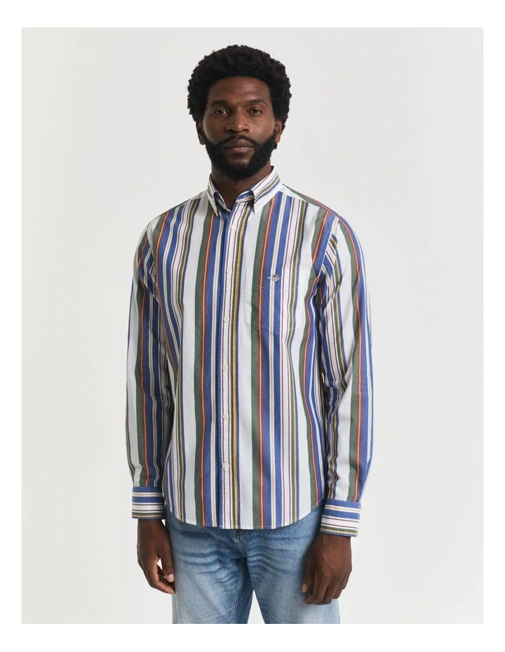 Regular Fit Multi Striped Classic Poplin Shirt in Multicolour image 3
