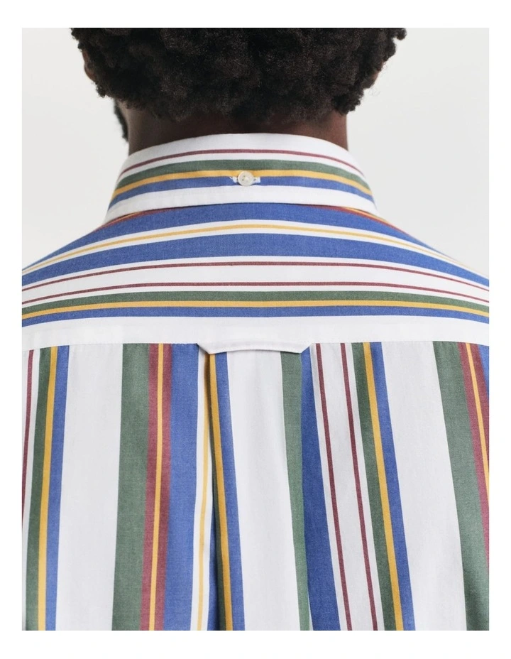 Regular Fit Multi Striped Classic Poplin Shirt in Multicolour image 5