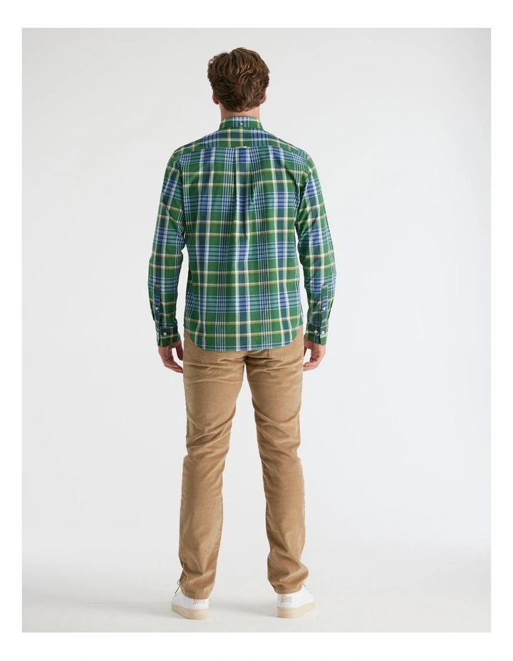 Regular Fit Classic Poplin Check Shirt in Forest Green image 2