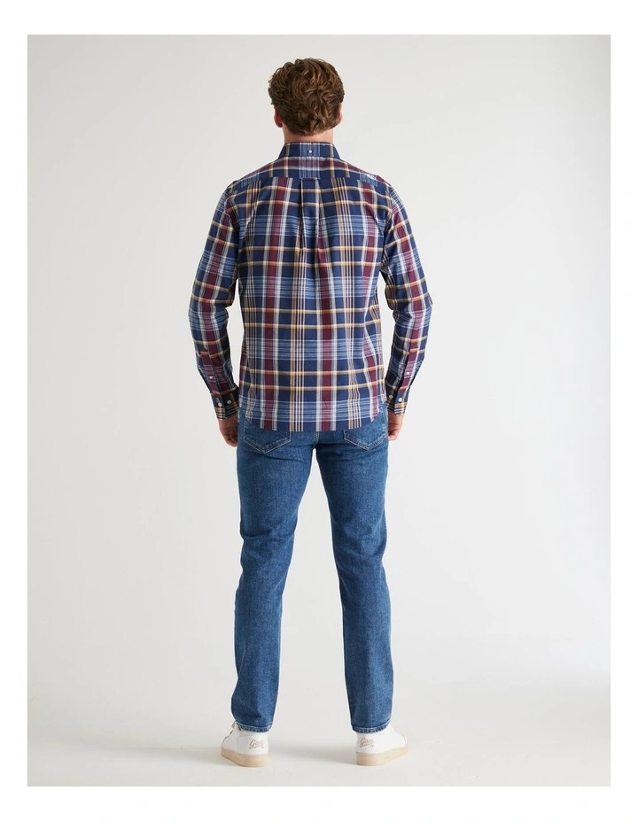 Regular Fit Classic Poplin Check Shirt in Persian Blue image 2