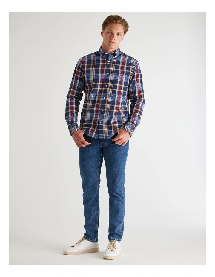 Regular Fit Classic Poplin Check Shirt in Persian Blue image 4