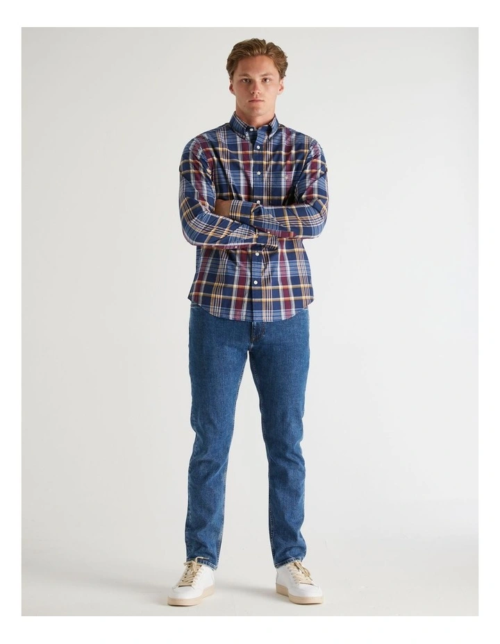 Regular Fit Classic Poplin Check Shirt in Persian Blue image 5