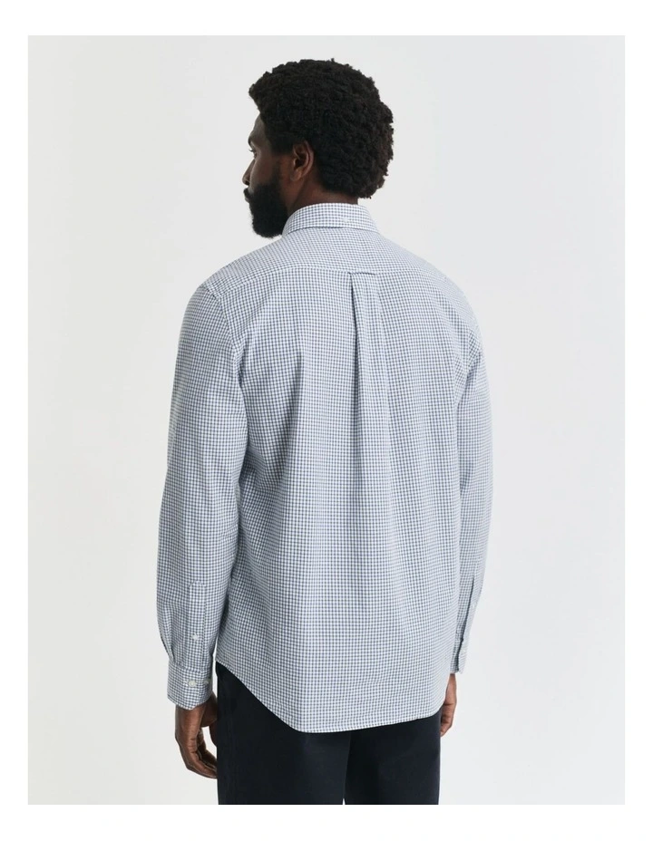 Regular Fit Micro Checked Classic Poplin Shirt in Forest Green image 2