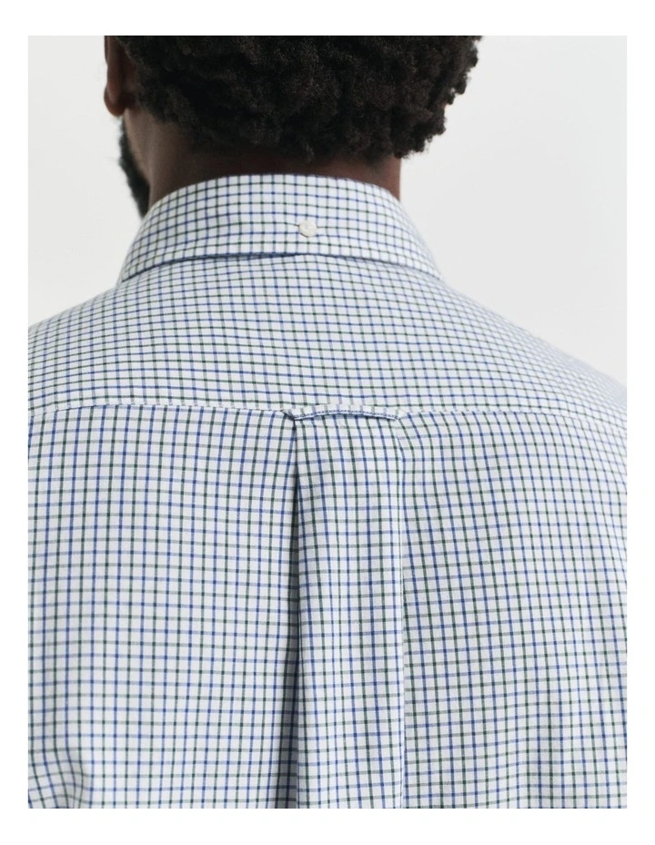 Regular Fit Micro Checked Classic Poplin Shirt in Forest Green image 3