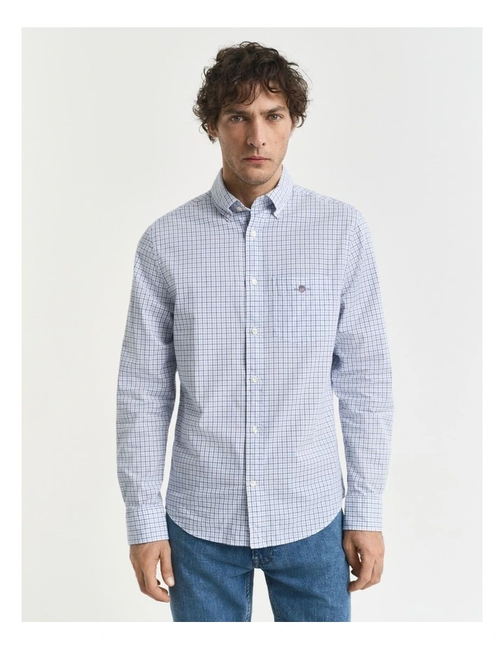 Regular Fit Micro Checked Classic Poplin Shirt in Clear Sky image 3