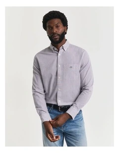 Regular Fit Micro Checked Classic Poplin Shirt in Plumped Red