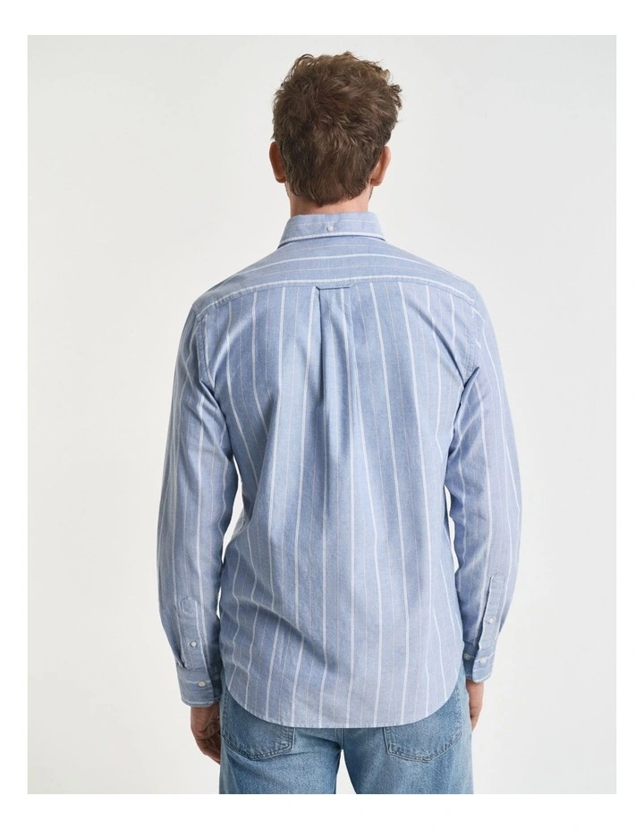 Regular Fit Striped Classic Oxford Shirt in Rich Blue image 2