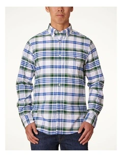 Regular Fit Classic Oxford Check Shirt in Forest Green