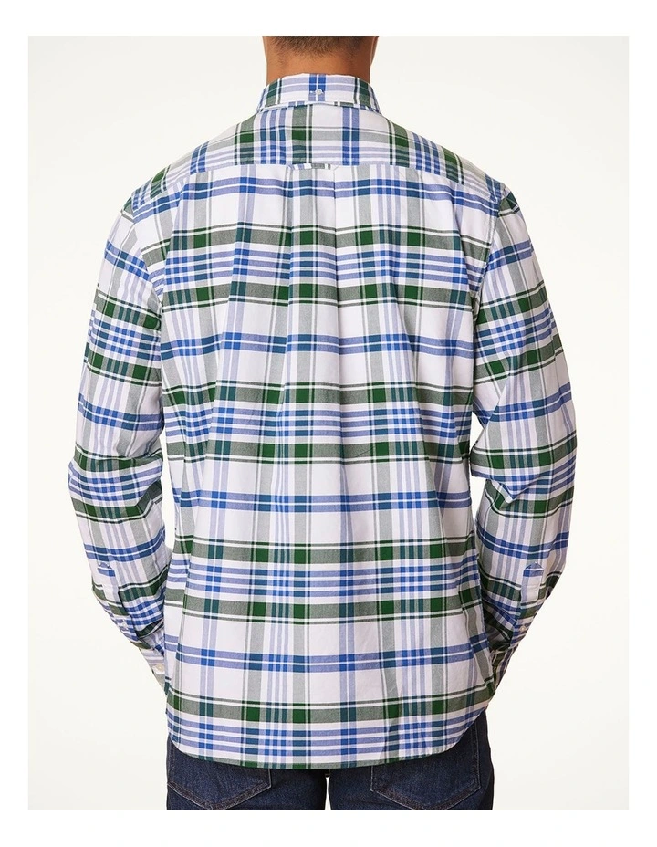 Regular Fit Classic Oxford Check Shirt in Forest Green image 2