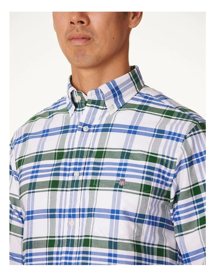 Regular Fit Classic Oxford Check Shirt in Forest Green image 4