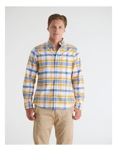 Regular Fit Classic Oxford Check Shirt in Yellow Lichen