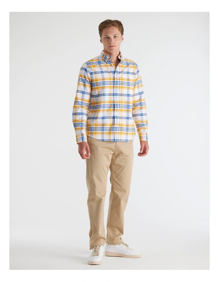 Regular Fit Classic Oxford Check Shirt in Yellow Lichen image 4