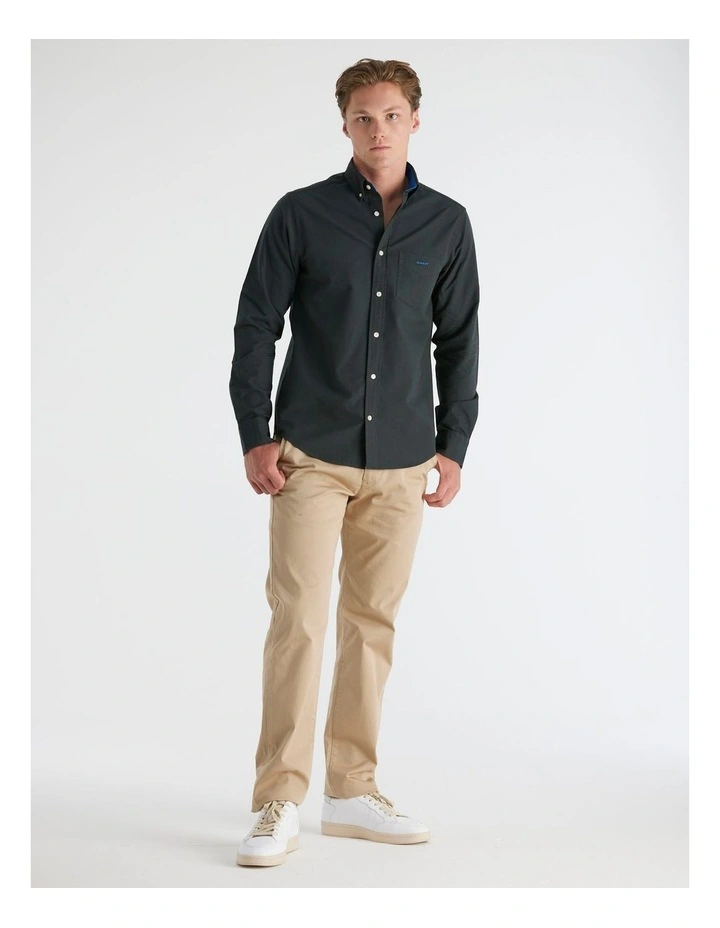 Regular Fit Beefy Oxford Shirt in Black image 1