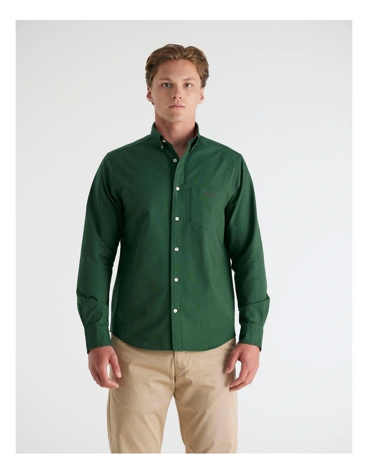 Regular Fit Beefy Oxford Shirt in Tartan Green image 4