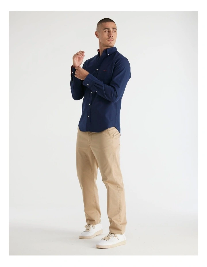 Regular Fit Beefy Oxford Shirt in Evening Blue image 4