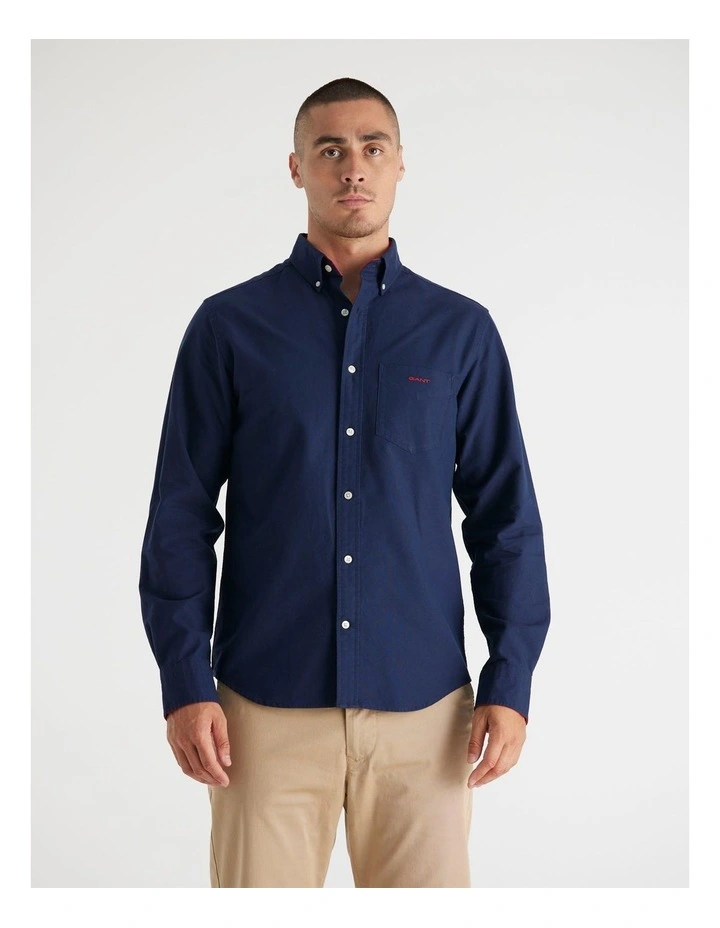 Regular Fit Beefy Oxford Shirt in Evening Blue image 5