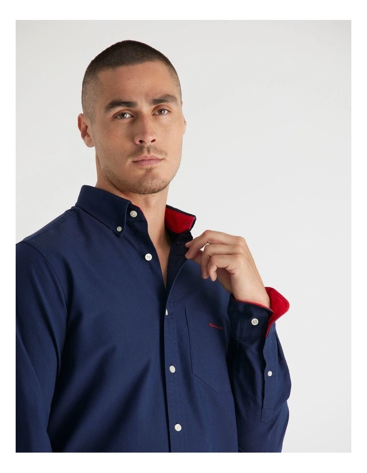 Regular Fit Beefy Oxford Shirt in Evening Blue image 6