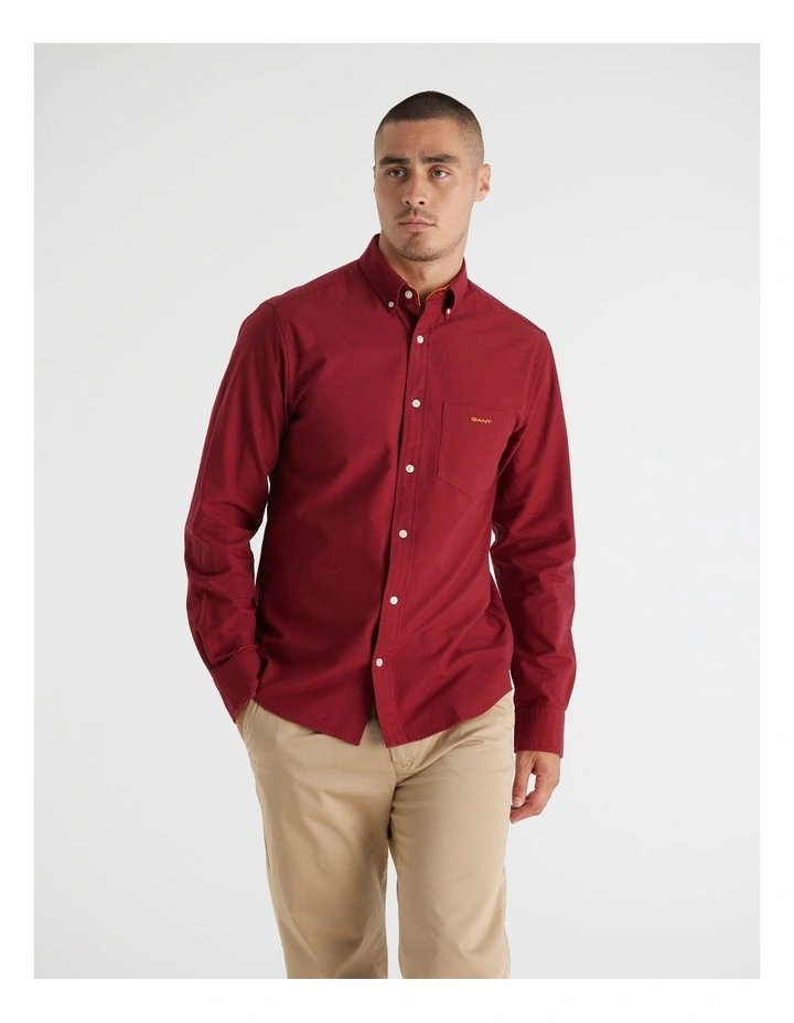 Regular Fit Beefy Oxford Shirt in Plumped Red image 3
