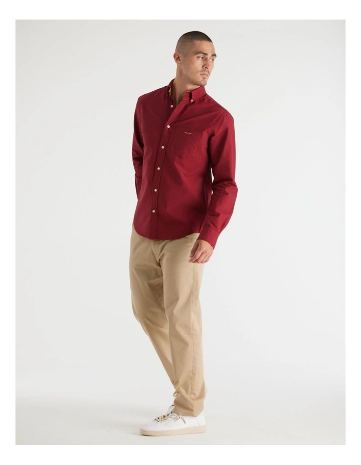 Regular Fit Beefy Oxford Shirt in Plumped Red image 4