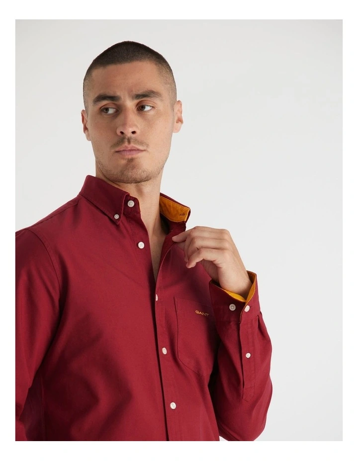 Regular Fit Beefy Oxford Shirt in Plumped Red image 5